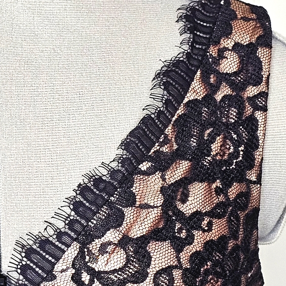 Classy Eliza J New York Black Lace & Nude Champagne Elegant Lady Cocktail Dress - Picture 12 of 15